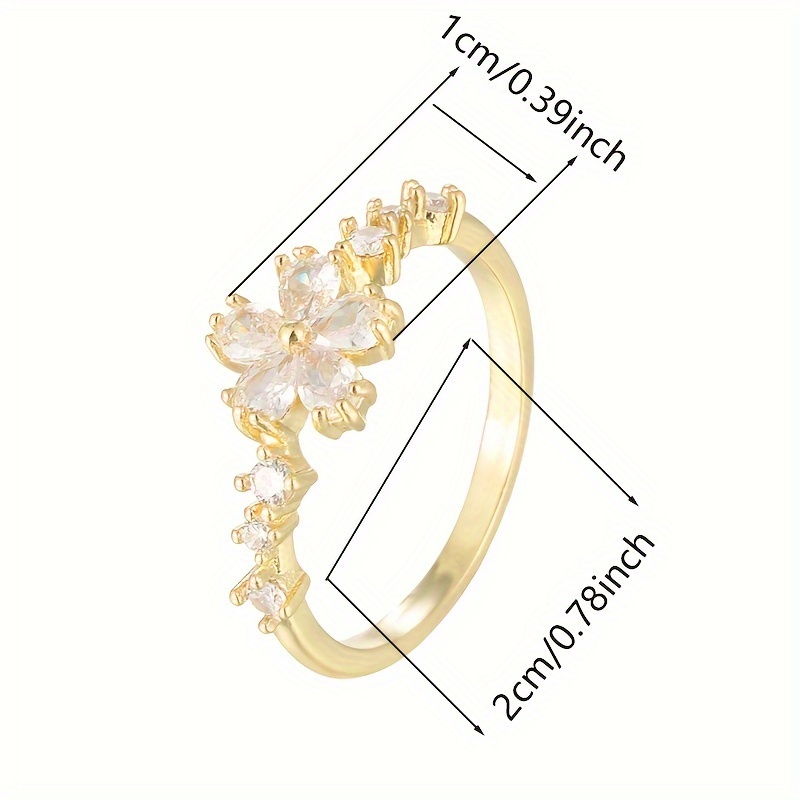 Peach Blossom Shape Ladies' Ring with Zirconia